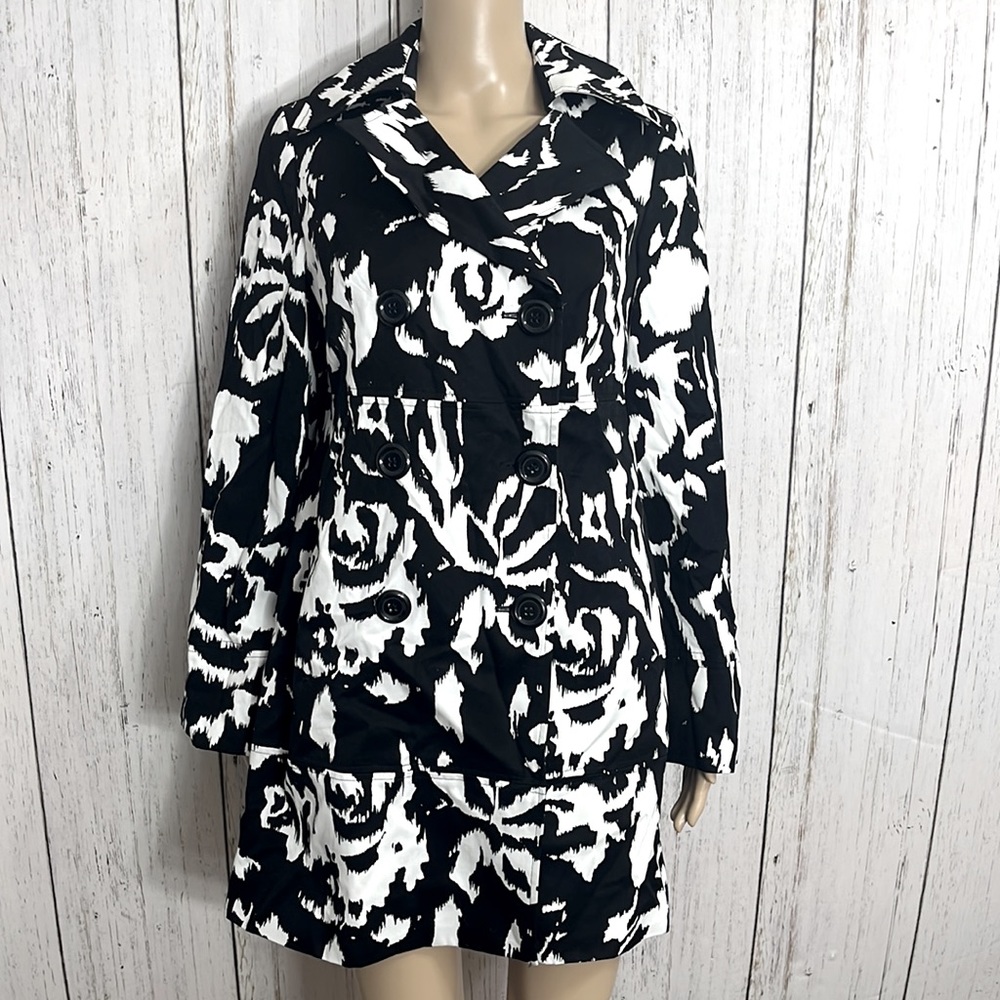 INC International Concepts Animal Print Double Breasted Wide sleeve Jacket Sz M